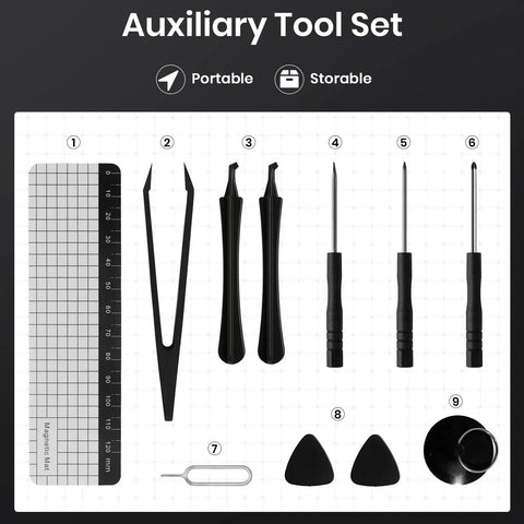 Auxiliary tools from the 38 In 1 Precision Screwdriver Set With Magnetic Pad Mini Repair Tool Kit For MacBook Laptop IPhone PS4 PS5 Xbox Switch