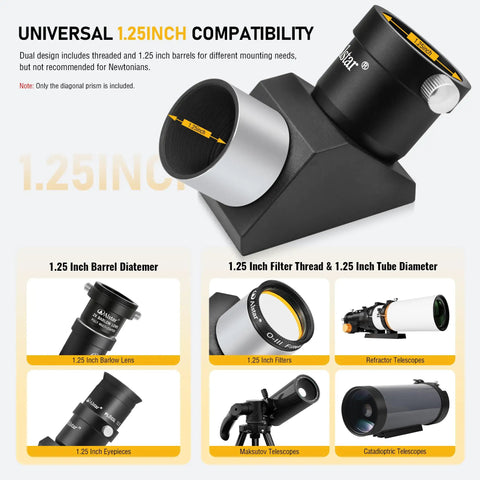 1.25 Inch 90 Degree Erecting Prism For Telescopes Optical Prism Not A Mirror Delivers Upright Left Right Corrected Image