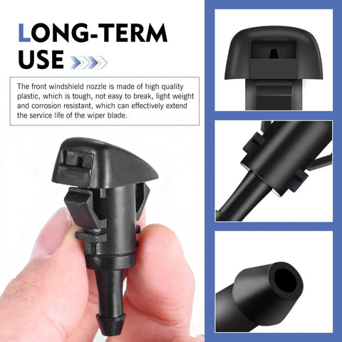 Close-up of Pro Grade 22 Piece Windshield Washer Hose Assembly nozzle made of durable plastic for long-term use and easy installation.