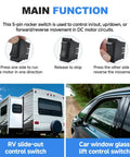 Super Handy Momentary Rocker Switch For Your Rv Camper Slide Out System Features Five Pin Inline Terminal Setup Handles 12 To 24 Volt Dc With Five To Fifteen Amp Rating For Reliable Motor Control, black 5-pin switch