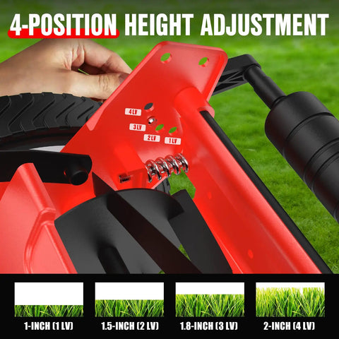 Push Reel Lawn Mower With 23 Inch Cutting Width And 5 Blade Cutting System For Quiet No Gas Lawn Care On Regularly Mowed Lawns With Soft Grass Under 2 To 4 Inches Easy To Maneuver And Low Maintenance, 4-position height adjustment