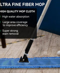 Heavy Duty 48 Inch Blue Microfiber Dust Mop Head Replacement Three Pack For Commercial Floors Pro Level Janitorial Sweeping Workhorse Frame Compatible No Sweat Floor Cleaning Crew on wooden floor.