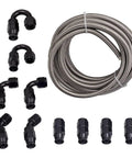 8AN 20 Foot Braided Fuel Line Kit With One Half Inch PTFE Hose And Steel AN8 Fittings For E85 Fuel And Pro Street Builds