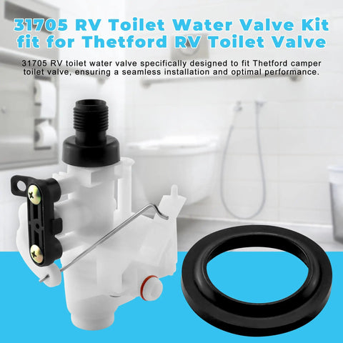 Freeze Resistant RV Toilet Water Valve Kit For RV Toilets Like Aqua Magic V Built Tough With High Impact PP Construction Cold Weather Ready Replacement Part Compatible With 31653 31688 31705 Series Durable Quick Install Valve, valve and gasket