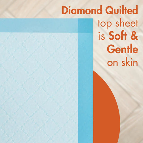 Diamond quilted top sheet of Zero Drama Disposable Underpads 30 x 30 Inch 50 Count showing soft texture for comfort.