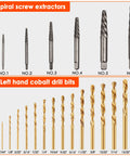 Broken Bolt Extractor Kit With 54 Pieces Easy Out Set for Damaged Bolts Rusted Frozen Rounded Off Nuts Screws with screw extractors and left-hand drill bits.