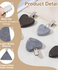 Eight Piece Marble Tablecloth Weights With Metal Clips Triangle Pendant 4.5x4.5 Cm For Outdoor Parties Picnics Garden Tables Gray