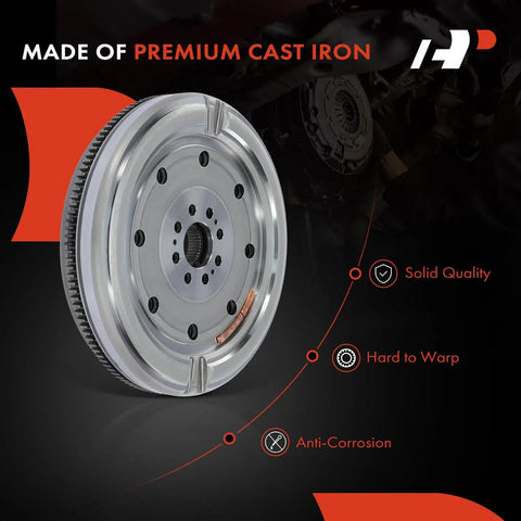 Badass Straight Swap Dual Mass Flywheel Slick Replacement Fits Audi A3 and TT Quattro plus Volkswagen GTI and Eos, premium cast iron material.