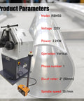Rock Solid Three Roll Pinch Bender Ring Roller Metal Bending Machine 220V 2.2Kw with vertical operation for shaping metal tubing.