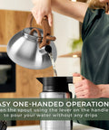 Stovetop Whistling Tea Kettle Two Point Four Quart Stainless Steel For Induction And Gas Stovetops Durable Rust Resistant Teapot