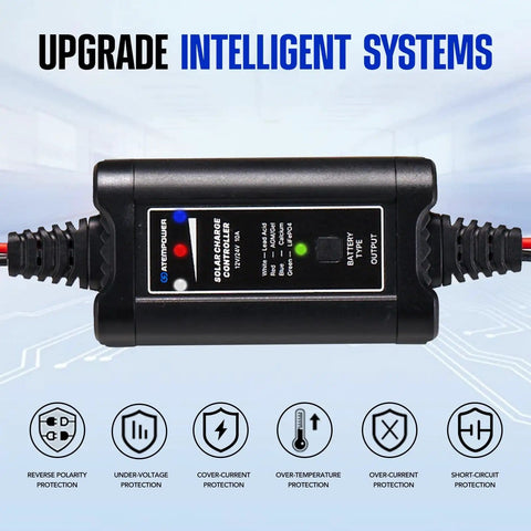 10A MPPT Solar Charge Controller 12V 24V Portable Intelligent Regulator With LED Indicator for Gel AGM Lead Acid LiFePO4