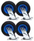 Heavy Duty Rubber Swivel Caster Wheels 6 8 10 Inch Pneumatic Quiet Rolling Utility Cart Casters With Reinforced Steel Hub, pack of 4.
