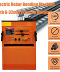 Heavy Duty Electric Rebar Bender And Cutter Machine For Concrete Construction with 6-32mm process range and 180-degree bending.