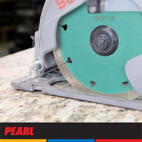 Diamond Porcelain Tile Blade For Hard Ceramics And Stone With Mean Cutting Power on a saw, five eighth inch arbor, green blade