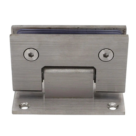 Heavy Duty Stainless Steel Shower Door Hinges with 90 Degree Auto Close for Frameless Glass Doors 8mm to 12mm, front view