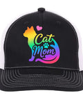 Pet Lover Trucker Cap For Women And Men With Humorous Style featuring 'Cat Mom' design, low profile, six vent eyelets
