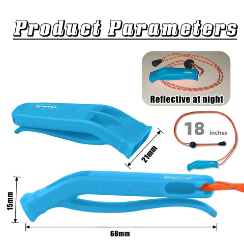 Emergency Whistle Set Four Pack Super Loud Survival Whistles with 18-inch Reflective Lanyards and Dimensions