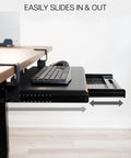 Under Desk Keyboard Tray With Pull Out Platform Extra Sturdy C Clamp Mount Big 33 Inch Wide By 11 Inch Deep Slide Out Tray