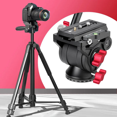 Tripod head with red knobs for camera, similar to 4 Pack 1/4-20 Thumb Screws 3/4 Inch Stainless Steel Standard Coarse Thread With Red Aluminum Tee Wing Knobs.