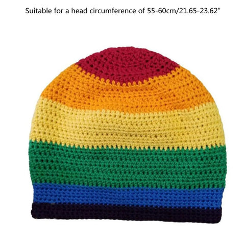 Colorful Rainbow Striped Knit Beanie For Women Cozy Warm Hat For Outdoor Adventures Travel Camping Hiking Skiing Breathable Comfort And All Day Comfort And Warmth