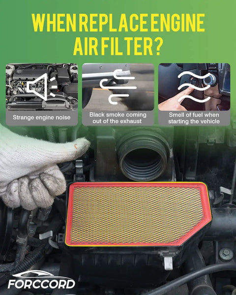 Close-up of 2 Pack Engine Air Filter installation for Chevy Silverado 2500HD 3500HD Duramax 6.6L Diesel with gloved hand
