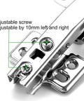 Close-up of adjustable screw on 4 Pack Lazy Susan Cabinet Hinges 90 Degree Concealed Hydraulic For Corner Cabinets With Full Coverage