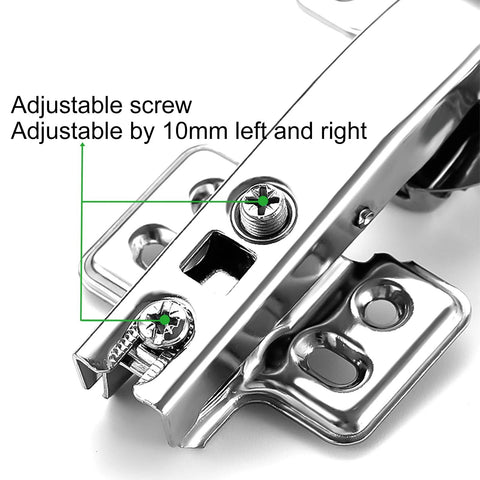 Close-up of adjustable screw on 4 Pack Lazy Susan Cabinet Hinges 90 Degree Concealed Hydraulic For Corner Cabinets With Full Coverage