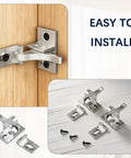 10 Pack Beefy Brass Heavy Duty Cabinet Door Latches With Mounting Screws, installed on wooden door showing elbow latch mechanism
