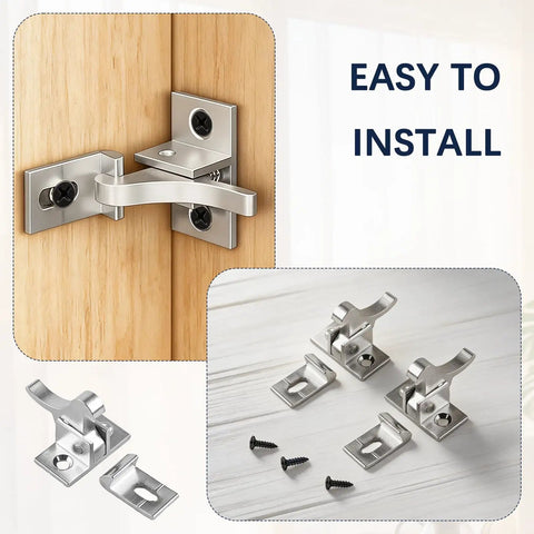 10 Pack Beefy Brass Heavy Duty Cabinet Door Latches With Mounting Screws, installed on wooden door showing elbow latch mechanism