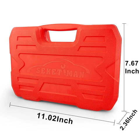 Red carrying case for Torx Bit Socket Set And External Torx Socket Set, 64 Pieces, 3/8, 1/4, 1/2 Inch Drive Master Torx Automotive Tool