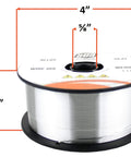 ER4043 MIG Aluminum Welding Wire 0.035 Inch, 1 Lb Spool, AlSi5 Alloy spool with measurements visible