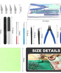 11 Piece Gundam Model Tool Kit For Basic Assembly And Repair Handy Hobby Hand Tools Set with sizes and layout details visible