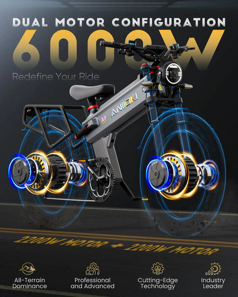 Badass 6000W Dual Motor Fat Tire Electric Bike For Adults Packed With An 80Ah Battery delivering dual motor configuration and rugged design.