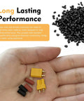 Heavy Duty Xt30 Connectors With Male And Female Power Plugs And Included Heat Shrink Tubing for RC cars and drones in hand.