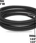 Go-To All In One Dust Collection Hose Kit with 10 ft hose, 1 in and 1.5 in fittings, and reducer adapter for vacuums, coiled view