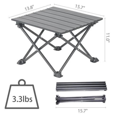 Diagram of Roll Up Camping Table For Four Ultra Lightweight Portable Outdoor Table with size and weight details shown.