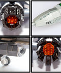 Close-up details of F16 Fighting Falcon Fighter Jet Building Kit With Over 500 Pieces, showing tail exhaust and landing gear.
