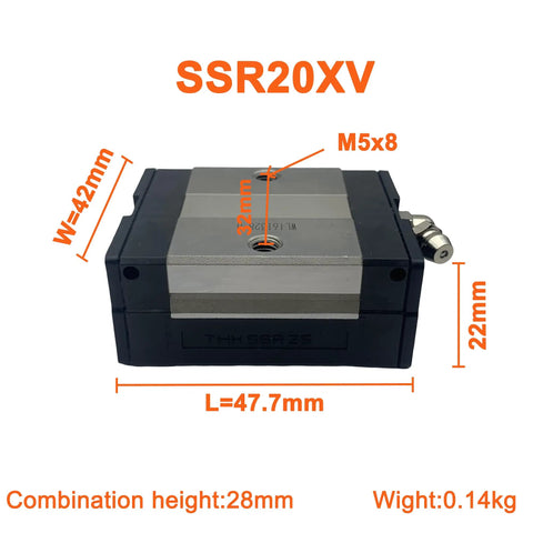 SSR20 Linear Guide Block And Rail Carriage For 3D Printer And CNC Machine Automation Four Row Ball Bearing Guide System Smooth Glide Motion Beefy Load Capacity Precision Linear Motion Upgrade, SSR20XV block 47.7mm