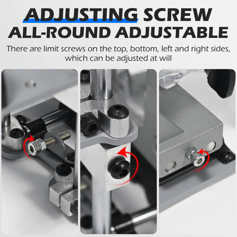 Adjusting screws on the Badass Manual Mortise And Tenon Jig For Routers for versatile adjustments and precision settings.