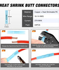 Image showing instructions for using heat shrink butt connectors, part of the 2 Pin DT Waterproof Electrical Connectors Kit 16AWG.
