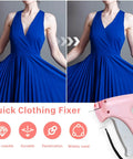 Before and after dress repair using Micro Stitch Gun For Quick Clothing Fixes Handheld Sewing Tool With 10 Needles and Fasteners