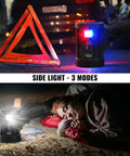 Rechargeable Spotlight 2 Million Lumens Handheld Searchlight with solar panels used outdoors at night, two scenes of use