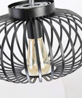 Industrial Black Metal Cage Ceiling Light Fixture For Hallways Living Rooms And Kitchens Semi Flush Mount Modern Farmhouse Style