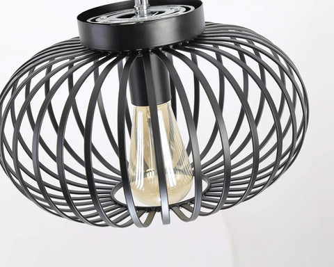 Industrial Black Metal Cage Ceiling Light Fixture For Hallways Living Rooms And Kitchens Semi Flush Mount Modern Farmhouse Style