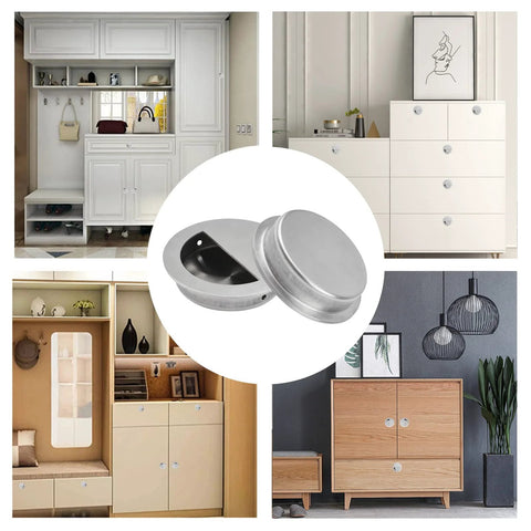 Hidden Concealed Recessed Sliding Door Pull Handles Pack Of 2 In Brushed Stainless Steel on cabinets and furniture