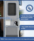 2-in-1 RV Screen Door Closer With Integrated Handle And Adjustable Tension Bar for Camper, Trailer or Motorhome installed