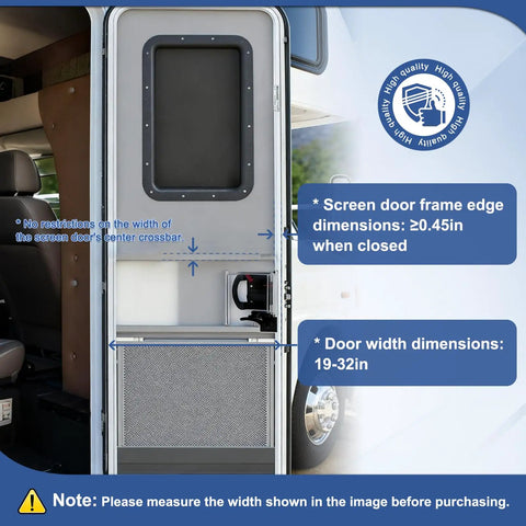 2-in-1 RV Screen Door Closer With Integrated Handle And Adjustable Tension Bar for Camper, Trailer or Motorhome installed