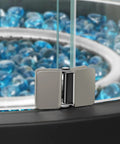 Round Gas Fire Pit Glass Wind Guard For 23 Inch Round Pits, Clear Tempered Glass Flame Shield with blue fire pit stones