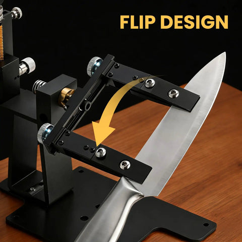 Premium Precision Knife Sharpening System With Adjustable Angle Guide Pro Grade Sharpening Kit with knife in flip design clamp