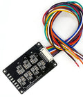 8S 24V 25.6V LiFePO4 Battery BMS Active Balancer Board 1.2A with colorful wires for electric skateboard or solar rig